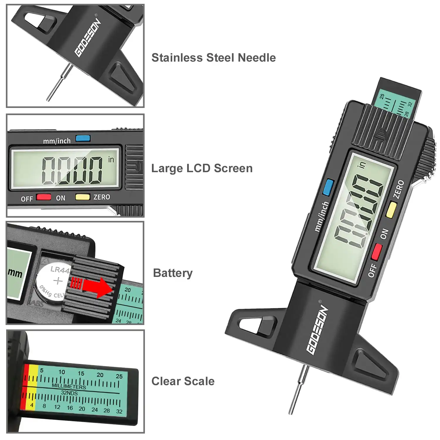 Araç Lastik Derinlik Ölçer / Dijital Göstergeli - 2