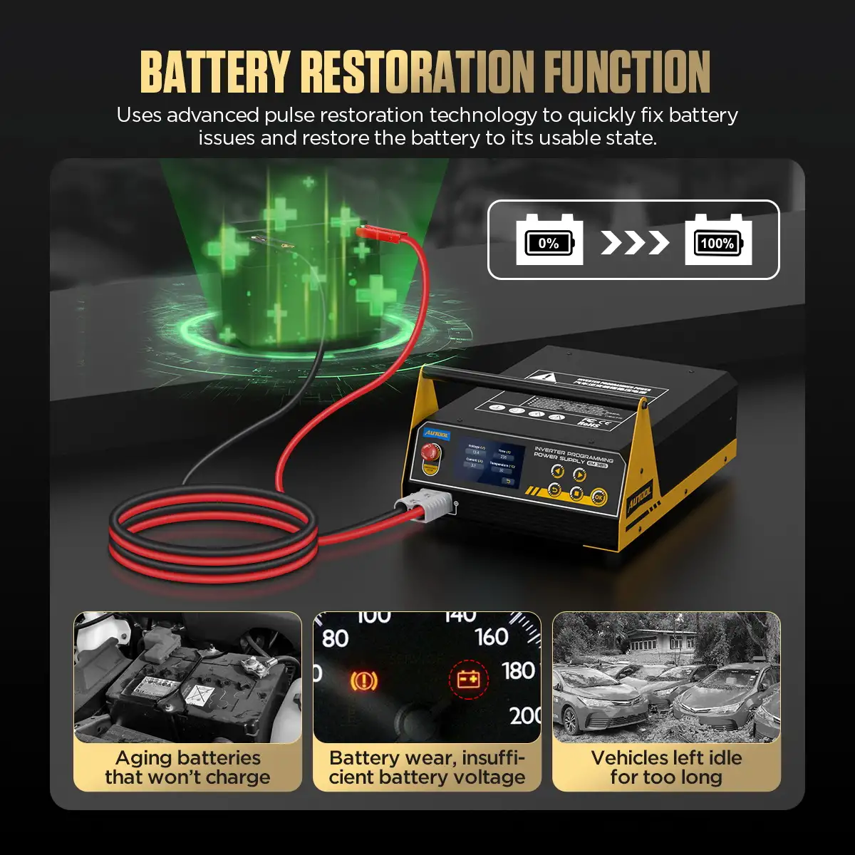 AUTOOL EM385 Pil Geri Kazandırma Fonksiyonu