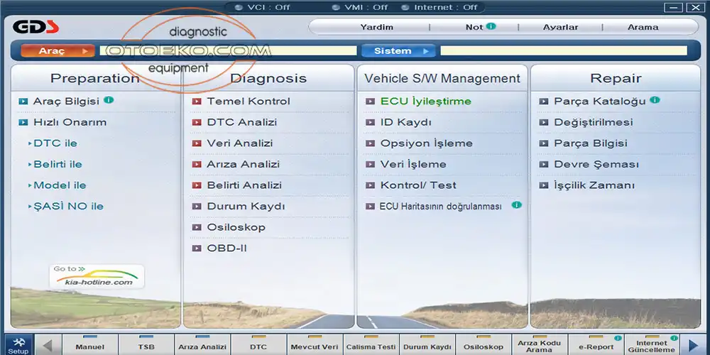 KIA GDS Yazılım Ekranı